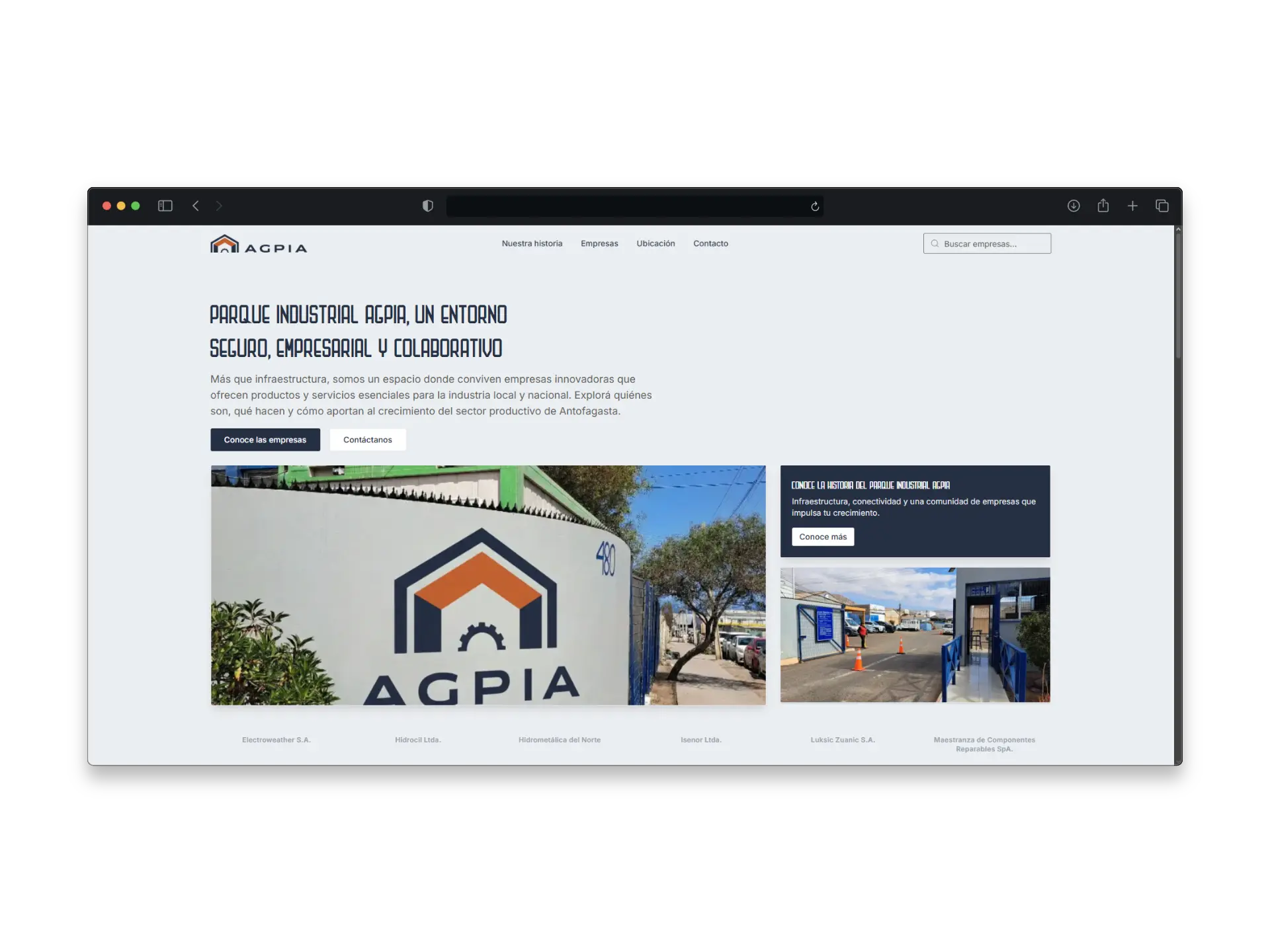 Vista previa del proyecto: Web corporativa: Parque Industrial AGPIA